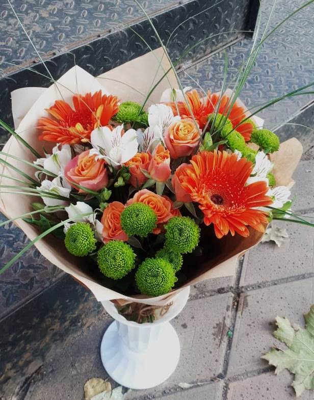 Букет цветов из: Герберы, Хризантемы, Альстромерии и Розы в Могоче
