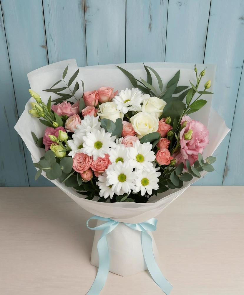Букет цветов из: Розы, Лизиантусы и Хризантемы в Могоче