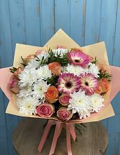 Букет цветов из:  Розы, Герберы и Хризантемы в Могоче