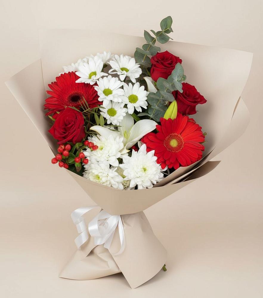 Букет цветов из: Розы, Хризантемы, Герберы и Лилии в Могоче