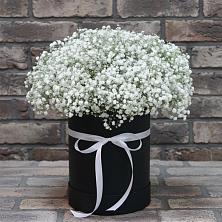 Цветочная композиция из Гипсофила в шляпной коробке в Могоче